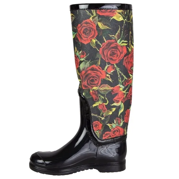 New Dolce &amp; Gabbana Rose Rain Boots Wellies