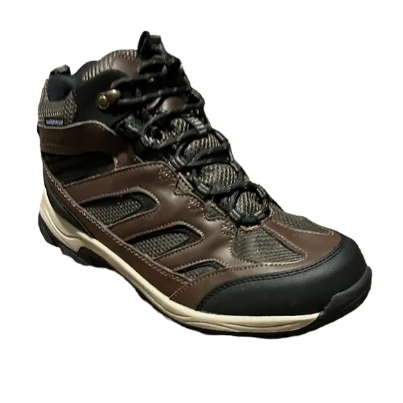 NEW! EDDIE BAUER Men's Brown &amp; Black Lace Up Waterproof All-Weather Boots-Sz 9