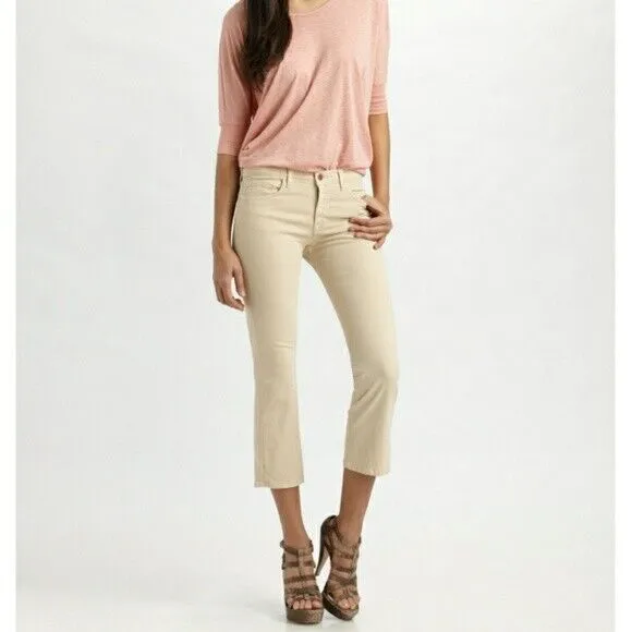 New J Brand Jeans Womens Off White 25 X 24 Gigi Crop USA Japanese Twill Khaki