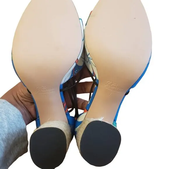 NEW J. Crew Floral Lace up heels size 7