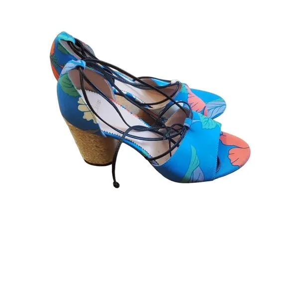 NEW J. Crew Floral Lace up heels size 7