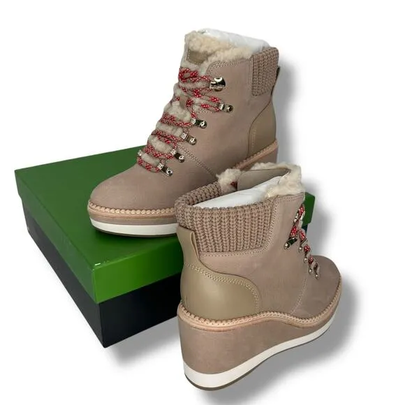 NEW Kate Spade Booties Size 6.5 Willow Boots Hiking Outdoorsy Shearling Winter