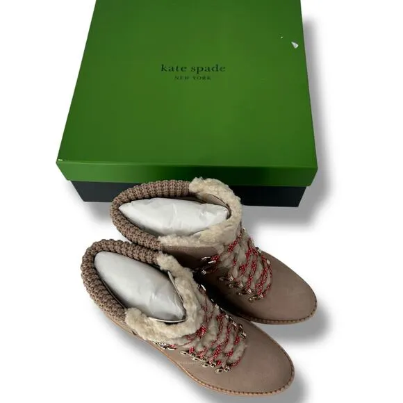 NEW Kate Spade Booties Size 6.5 Willow Boots Hiking Outdoorsy Shearling Winter