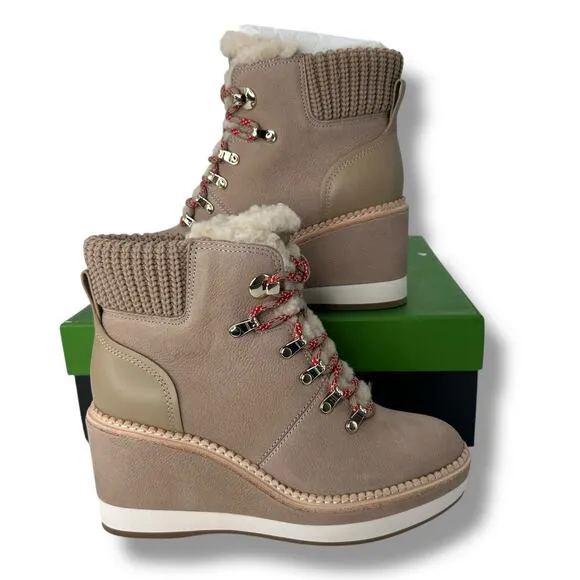 NEW Kate Spade Booties Size 6.5 Willow Boots Hiking Outdoorsy Shearling Winter