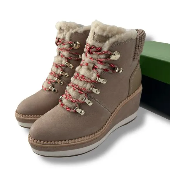 NEW Kate Spade Booties Size 6.5 Willow Boots Hiking Outdoorsy Shearling Winter
