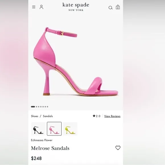 New Kate Spade Melrose Nappa Sandals Heels $248 Retail New in box