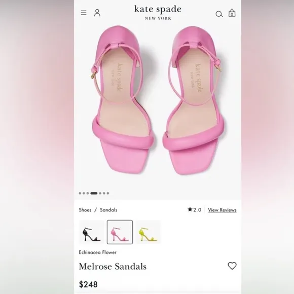 New Kate Spade Melrose Nappa Sandals Heels $248 Retail New in box