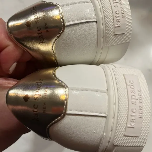 New Kate Spade Sneakers gold back. Perforated spade. 9.5