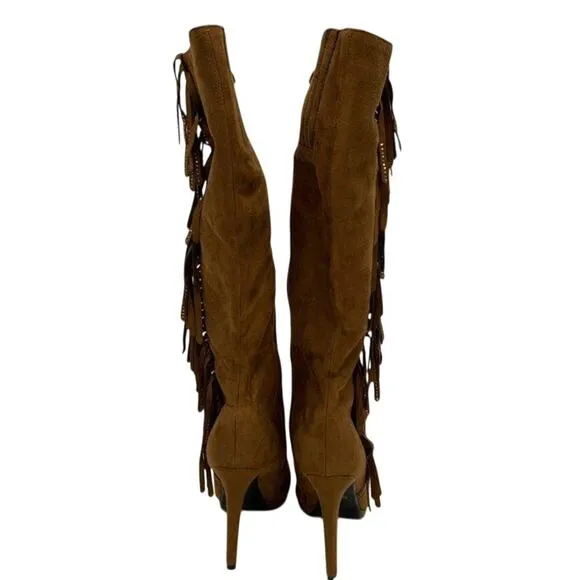 NEW Lady Couture Women's Brown Fringed Suede Knee Boots EURO 42/11