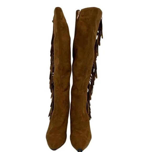 NEW Lady Couture Women's Brown Fringed Suede Knee Boots EURO 42/11