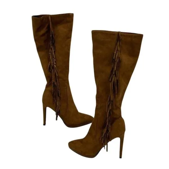 NEW Lady Couture Women's Brown Fringed Suede Knee Boots EURO 42/11
