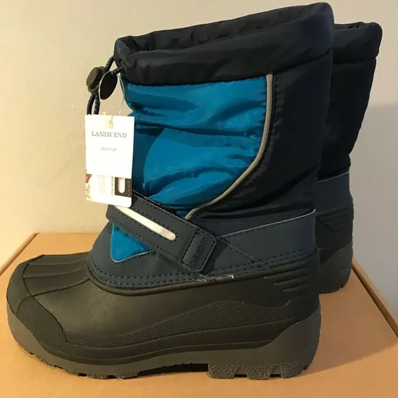 NEW Lands End Kids Boys Ski Snow Cold boots 1M Regiment Navy Sled Board Winter