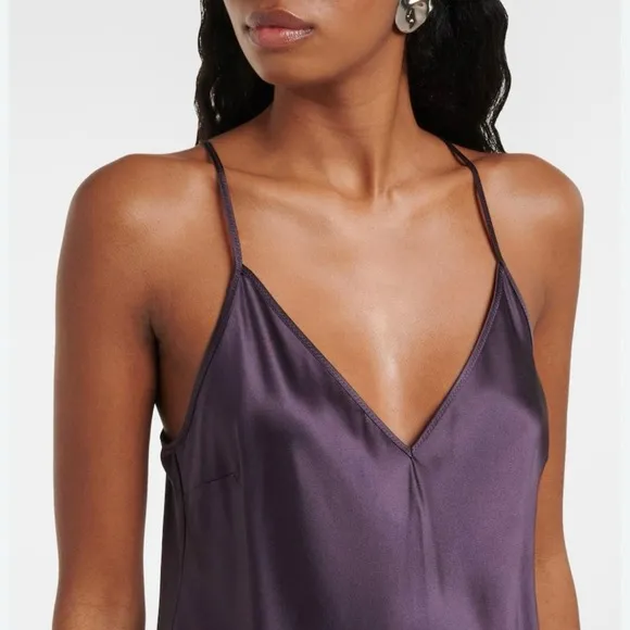New Linda Hartman Soft Purple 100% Silk Slip Dress Chemise Romantic Coquette NWT