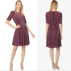 NEW LONDON TIMES Isani Fit Flare Velvet Dress , Orchid Brown - 8