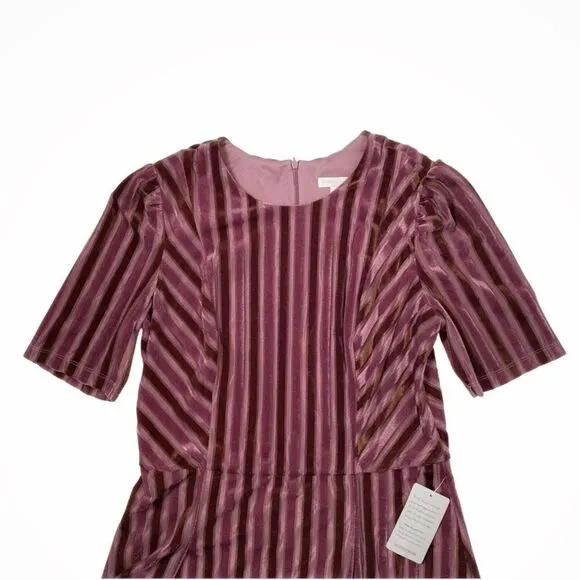NEW LONDON TIMES Isani Fit Flare Velvet Dress , Orchid Brown - 8