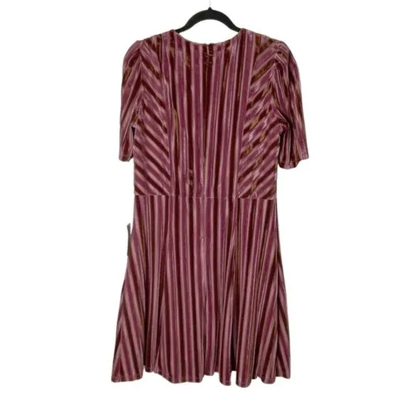 NEW LONDON TIMES Isani Fit Flare Velvet Dress , Orchid Brown - 8