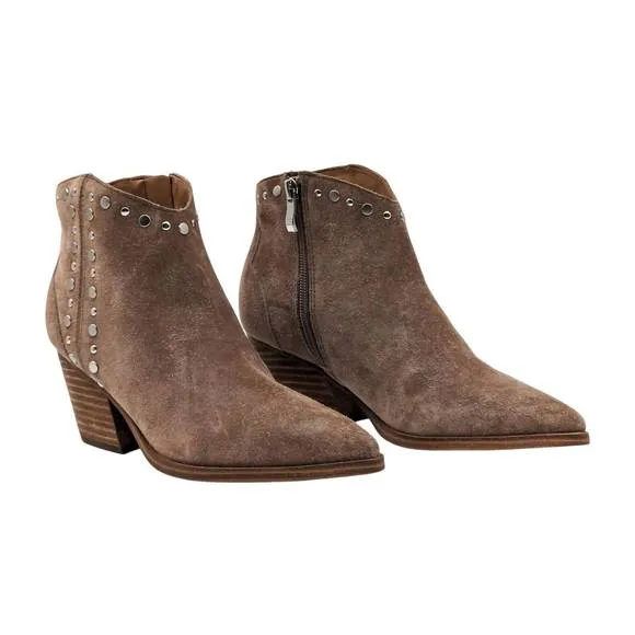 NEW MARC FISHER women's deni cowboy boot in medium brown suede