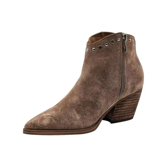 NEW MARC FISHER women's deni cowboy boot in medium brown suede