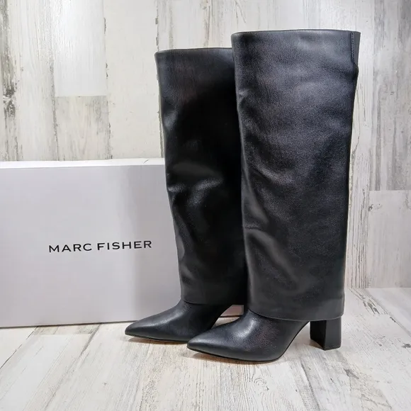 NEW  Marc Fisher Women's Fadila Fold Over Cuff Knee High Dress Boots