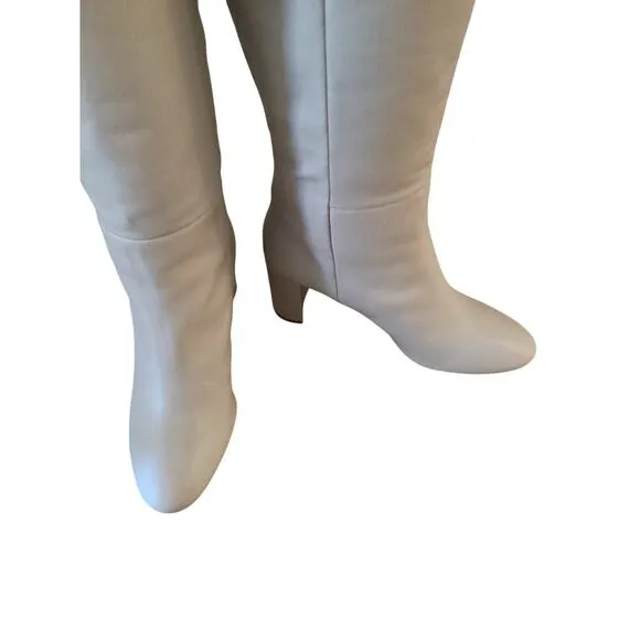 NEW MARGAUX NYC Bleecker Knee High Boots Beige Leather Sz 39 US 8.5/9