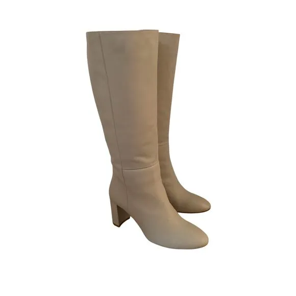 NEW MARGAUX NYC Bleecker Knee High Boots Beige Leather Sz 39 US 8.5/9
