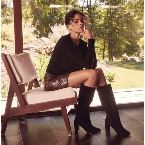 NEW MARGAUX NYC Bleecker Knee High Boots Beige Leather Sz 39 US 8.5/9