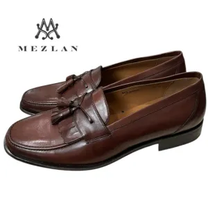 New Mezlan E2391 Cognac Men's Slip-on Tassel Loafers Dress Shoes 10