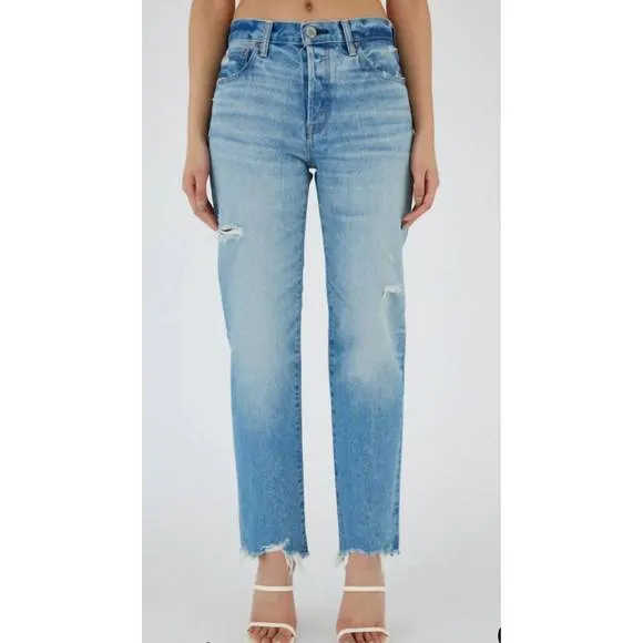 NEW MOUSSY women's colemont straight jeans in light blue