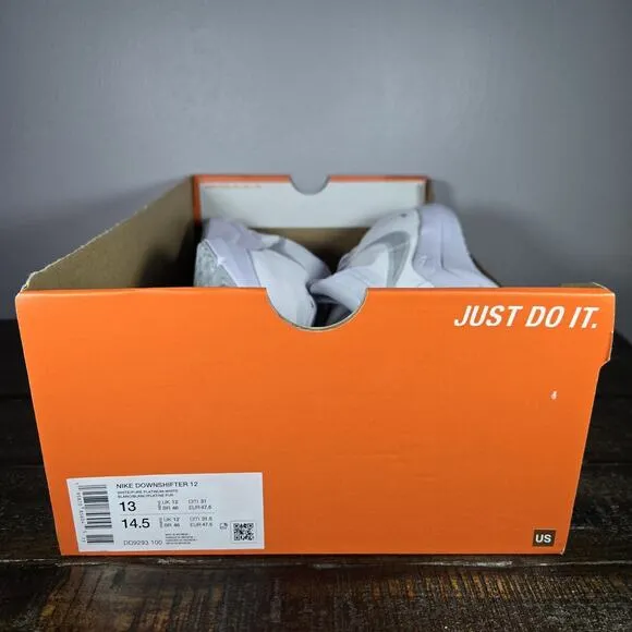 NEW Nike Downshifter 12 Mens Size 13 Running Shoe DD9293-100 White Pure Platinum