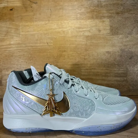 NEW Nike Ja 2 Tree Top Mens Size 10.5 Basketball Shoes Sneakers Gold Silver