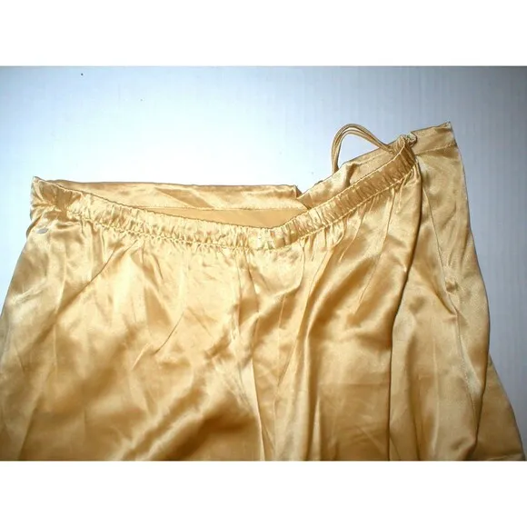 New NWT Designer Natori Gold Silk Pants Womens XS Lounge Sleep Crop Date Cool