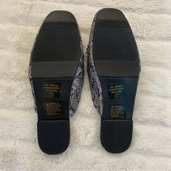 New Paisley Rhinestone Mules Flats Slip On Shoes Size 7