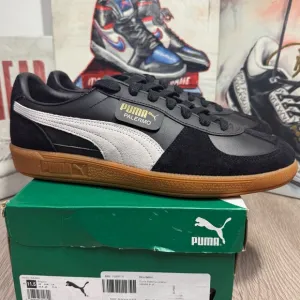 New PUMA Palermo Leather Black Feather Grey Gum Sneakers Casual Shoes Size 11.5
