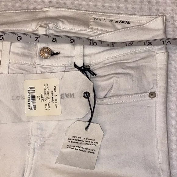 NEW! rag &amp; bone Size 27 White With Holes Capri Denim Jeans