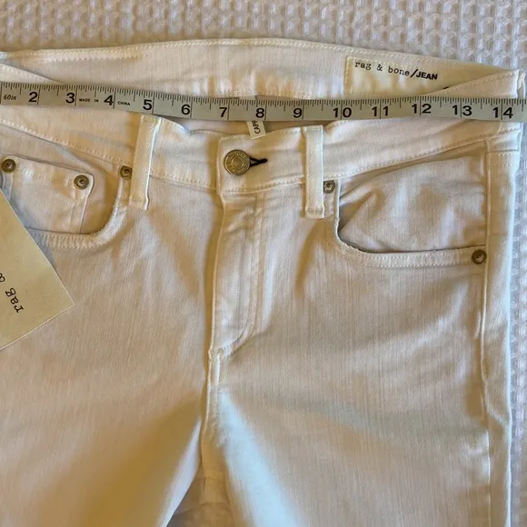 NEW! rag &amp; bone Size 29 Crop White Denim Jeans Distressed With Holes Skinny