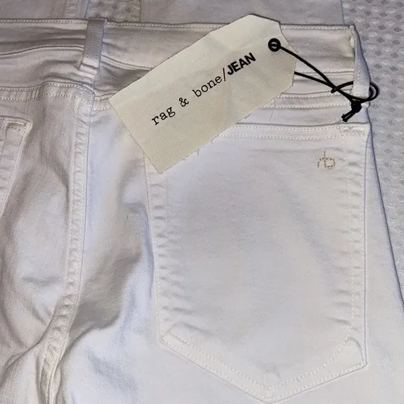 NEW! rag &amp; bone Size 29 White Dre Carpenter Boyfriend Straight Leg Denim Jeans