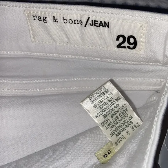 NEW! rag &amp; bone Size 29 White Dre Carpenter Boyfriend Straight Leg Denim Jeans