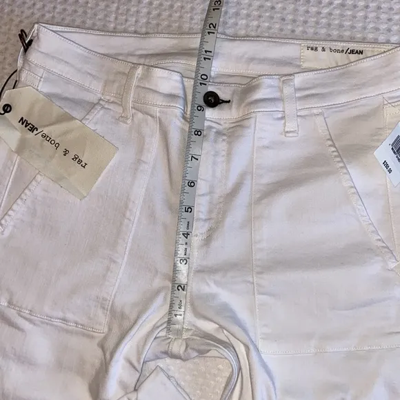 NEW! rag &amp; bone Size 29 White Dre Carpenter Boyfriend Straight Leg Denim Jeans