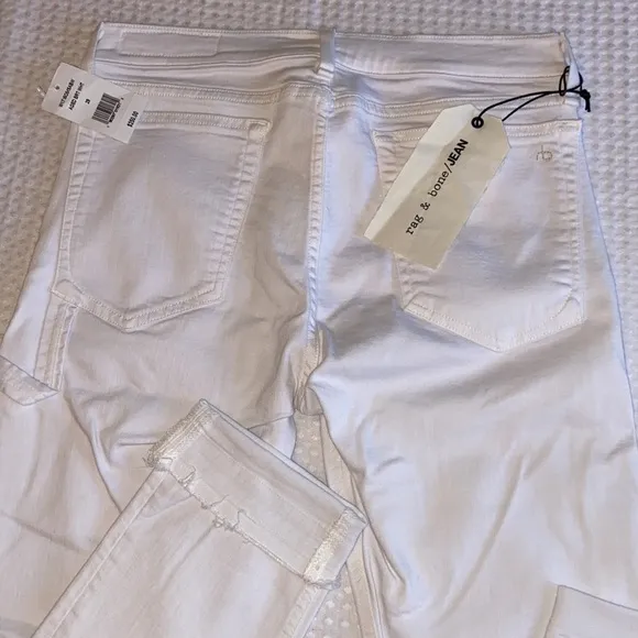 NEW! rag &amp; bone Size 29 White Dre Carpenter Boyfriend Straight Leg Denim Jeans