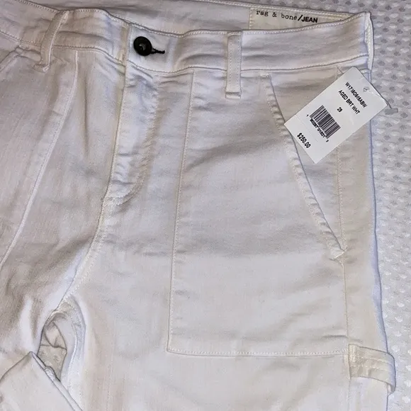 NEW! rag &amp; bone Size 29 White Dre Carpenter Boyfriend Straight Leg Denim Jeans