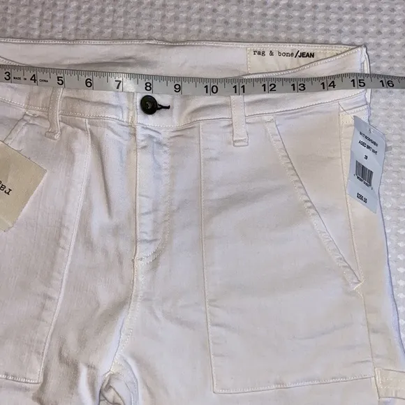 NEW! rag &amp; bone Size 29 White Dre Carpenter Boyfriend Straight Leg Denim Jeans