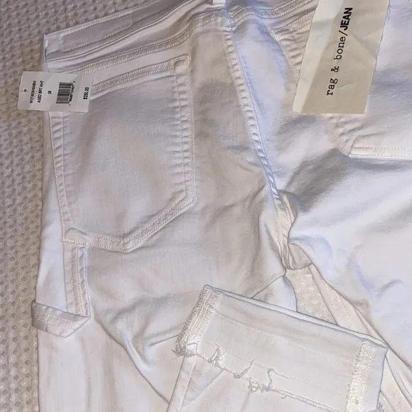 NEW! rag &amp; bone Size 29 White Dre Carpenter Boyfriend Straight Leg Denim Jeans