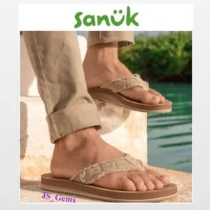 New Sanuk Mens Flip Flops Sandals Outdoor Tan Shoes Size 9