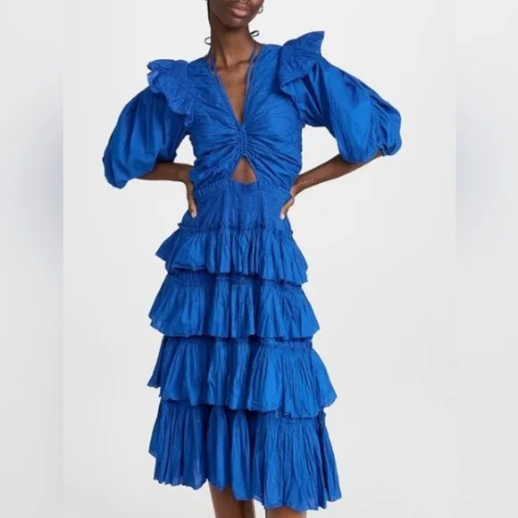 New Sea New York Paco Puff Sleeve Tiered Dress Size XS MSRP $514