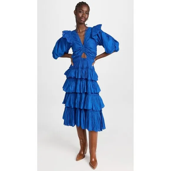 New Sea New York Paco Puff Sleeve Tiered Dress Size XS MSRP $514