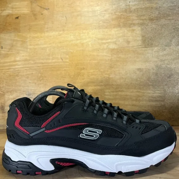 NEW Skechers Stamina Cutback Womens Sz 10.5 Xtra Wide Training Shoes Black Red