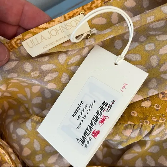 New Ulla Johnson Hayana Dress Sz 10 Silk Mini Citrine $695