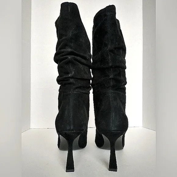 New w/o Box Steve Madden Jessamy Genuine Suede Pointy Toe Scrunch Dress Boots