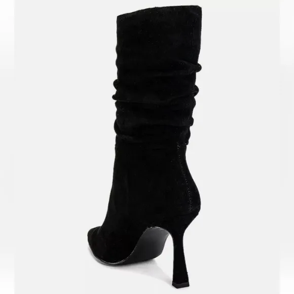 New w/o Box Steve Madden Jessamy Genuine Suede Pointy Toe Scrunch Dress Boots