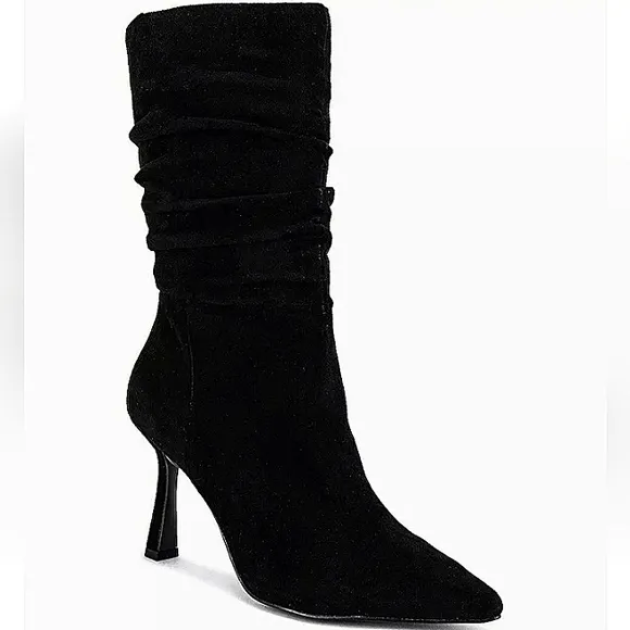 New w/o Box Steve Madden Jessamy Genuine Suede Pointy Toe Scrunch Dress Boots